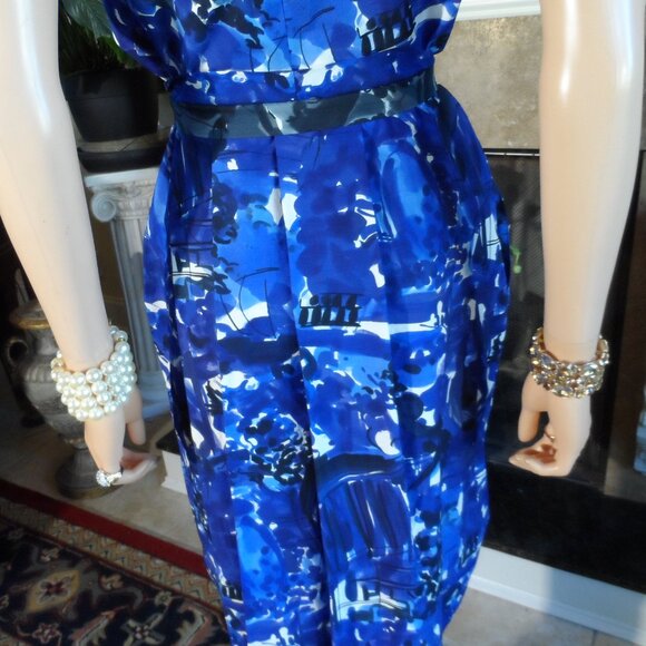 Marni Blue Abstract Print Sleeveless Cotton Dress Size IT 38- US 2 - Picture 12 of 16